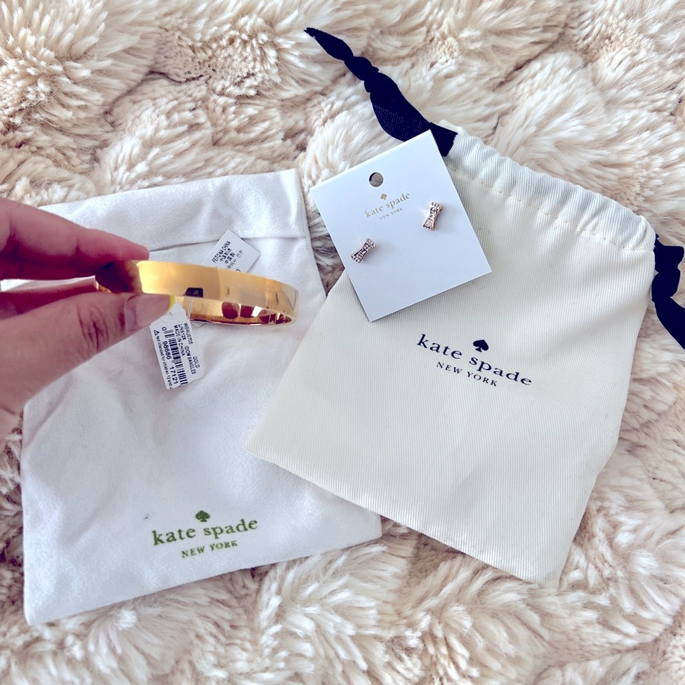 NWT Kate Spade Gold Bangle and Earring Set